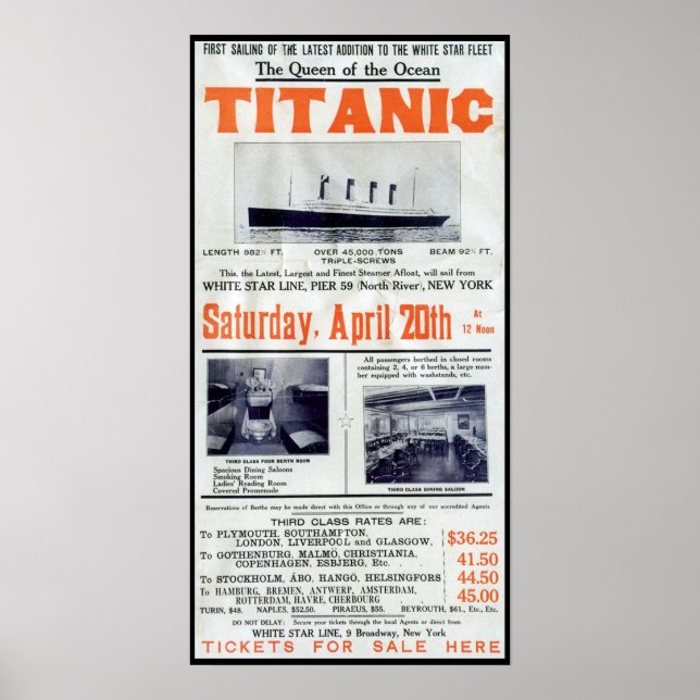 Titanic Queen Of The Ocean - White Star Line Poster (Front)