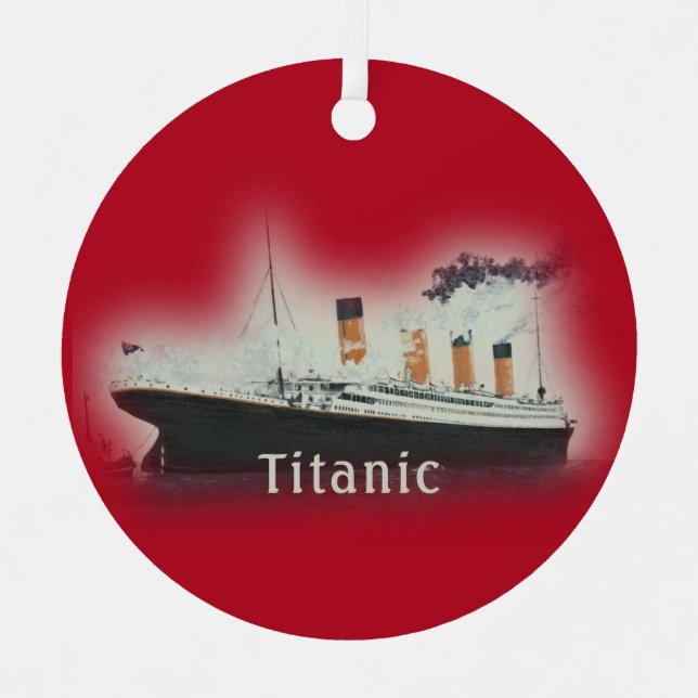 Titanic Red Christmas Metal Ornament (Front)