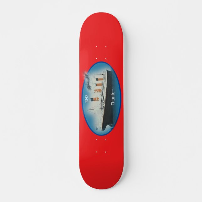 Titanic Red Maritime White Star Line Ship Skateboard (Front)