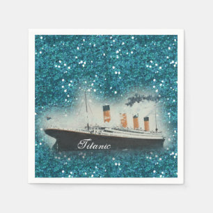 Titanic Sapphire Glitter White Star Line Ship Napkin