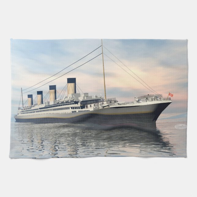 Titanic ship - 3D render Kitchen Towel (Horizontal)