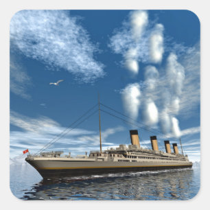 Titanic ship square sticker