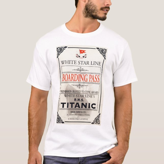 Titanic White Star Line Boarding Pass T-Shirt (Front)