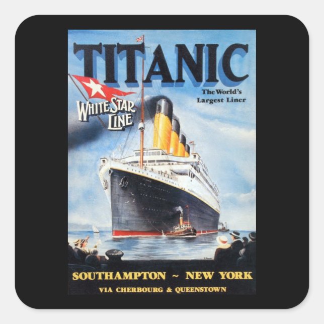 Titanic White Star Line - World's Largest Liner Square Sticker (Front)
