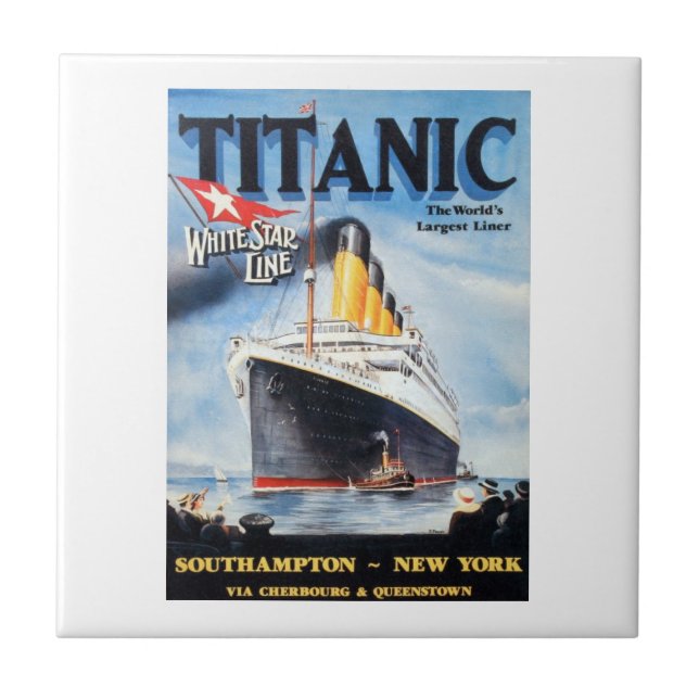 Titanic White Star Line - World's Largest Liner Tile (Front)