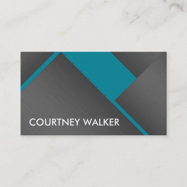 Titanium and turquoise bold angles business cards (Front)