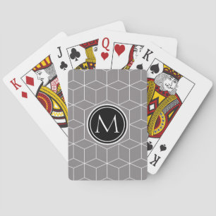 Titanium Cube Pattern and Monogram Playing Cards