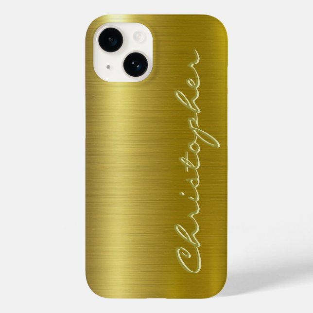 Titanium Gold Shiny Stainless Steel Metal 15 Case-Mate iPhone Case (Back)