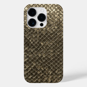 Titanium gold stainless steel snake scale pattern Case-Mate iPhone 14 pro case