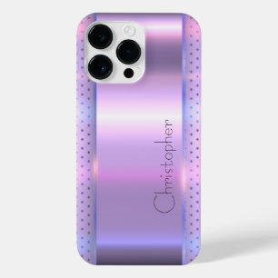 Titanium Pink Silver Stainless Steel Print iPhone 14 Pro Max Case