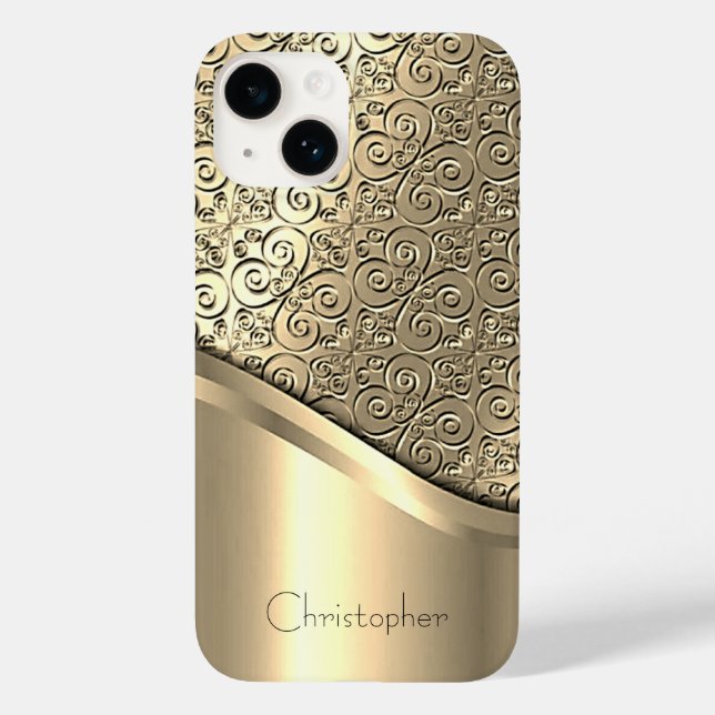Titanium Polished gold Radial Metallic iphone 15 Case-Mate iPhone Case (Back)