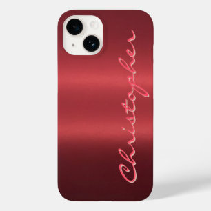 Titanium red Shiny Stainless Steel Metal 15 Case-Mate iPhone 14 Case