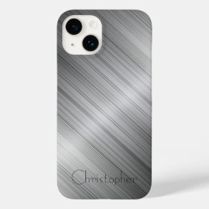 Titanium Silver and black Stainless Steel Print 15 Case-Mate iPhone 14 Case