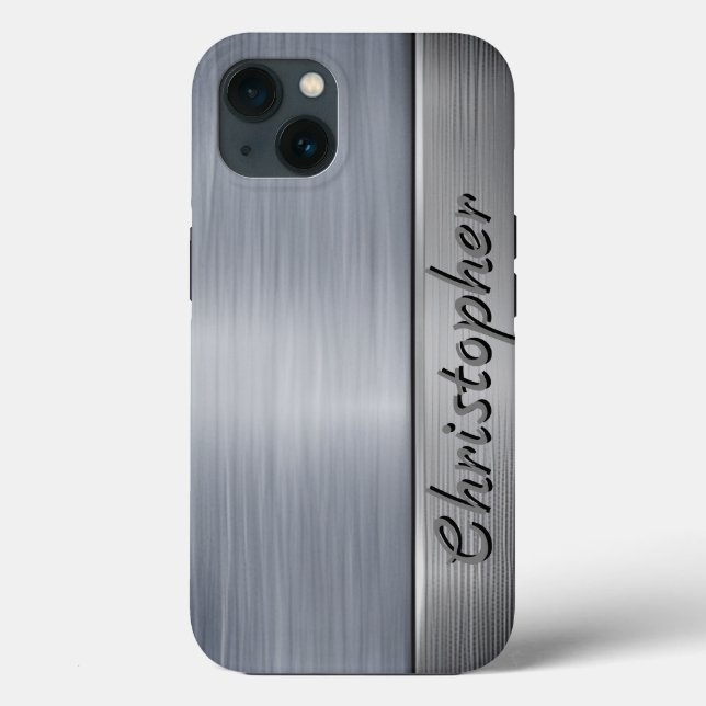 Titanium Silver Stainless Steel Print Case-Mate iPhone Case (Back)