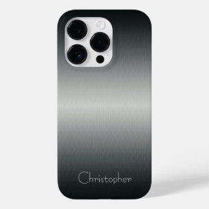 Titanium silver stainless steel print Case-Mate iPhone 14 pro case