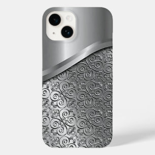 Titanium Silver Stainless Steel Print iphone 15 Case-Mate iPhone 14 Case