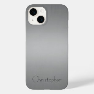 Titanium silver Stainless Steel Print iphone 15 Case-Mate iPhone 14 Case