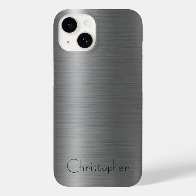 Titanium Silver Stainless Steel Print iphone 15 Case-Mate iPhone Case (Back)
