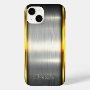 Titanium Silver Stainless Steel Print iphone 15 Case-Mate iPhone 14 Case
