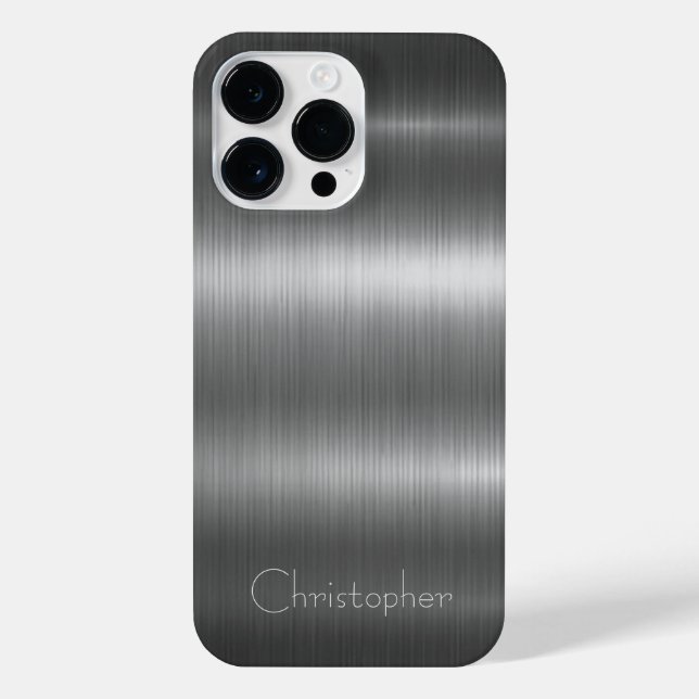 Titanium Silver Stainless Steel Print iPhone Case (Back)