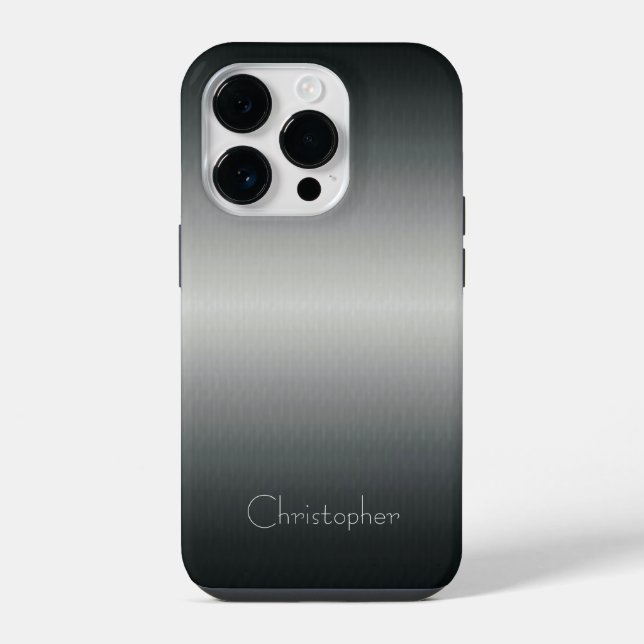 Titanium silver stainless steel print iPhone case (Back)