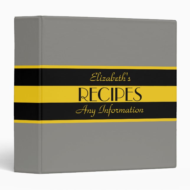 Titanium Solid Colour Modern Black Recipes Binder (Front/Spine)