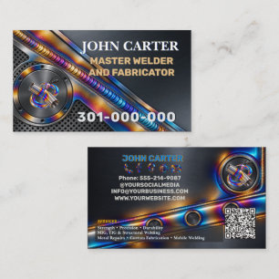 Titanium Welding Fabrication Metal Custom Logo QR  Business Card