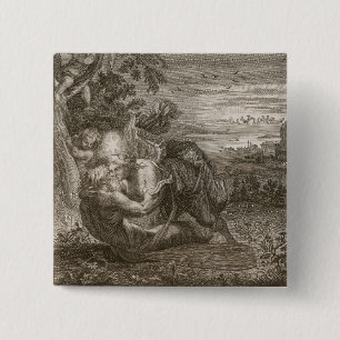 Tithonus, Aurora's Husband, Turned into a Grasshop 2 Inch Square Button