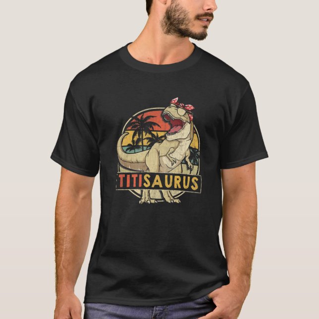 Titisaurus Retro Rex Dinosaur Titi Dino Family Mat T-Shirt (Front)