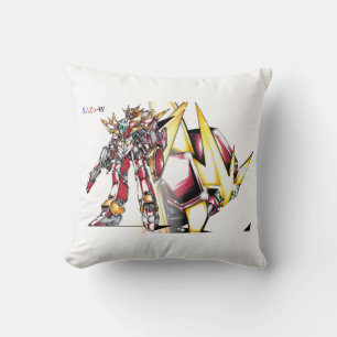 Title 00008 "Red Hero Armored Giant" Throw Pillow