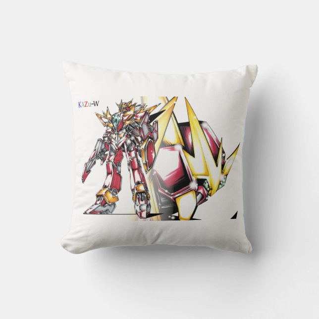 Title 00008 "Red Hero Armored Giant" Throw Pillow (Front)
