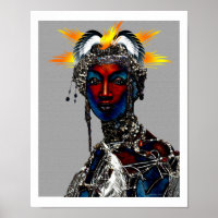Title: African Tribal Woman in Ceremonial Headdres