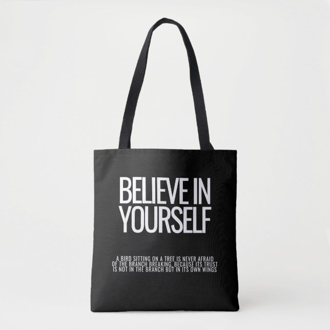 Title: Believe In Yourself – Motivational Tote Bag (Front)