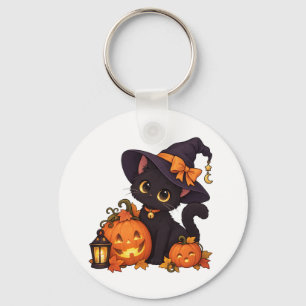 Title: Black Cat Halloween Keychain