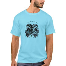 Title: Blue T-Shirt with Twin Lions and 'Roar with