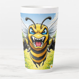 Title: Cartoon Flying Wasp Illustration Latte Mug