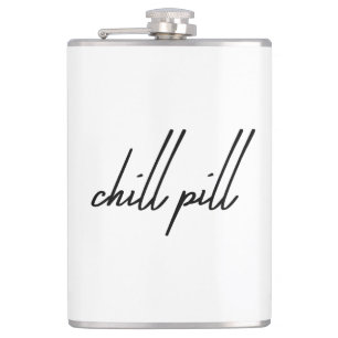 Title:  “Chill Pill – Drink, Relax, Repeat Flask”  Hip Flask