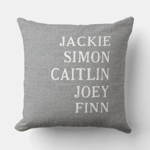 Title Custom Grandkids Names Farmhouse grey Throw Pillow