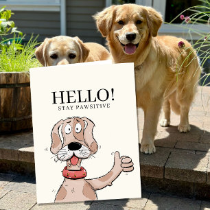 Title Cute Cartoon Dog Thumbs Up Typography  Card