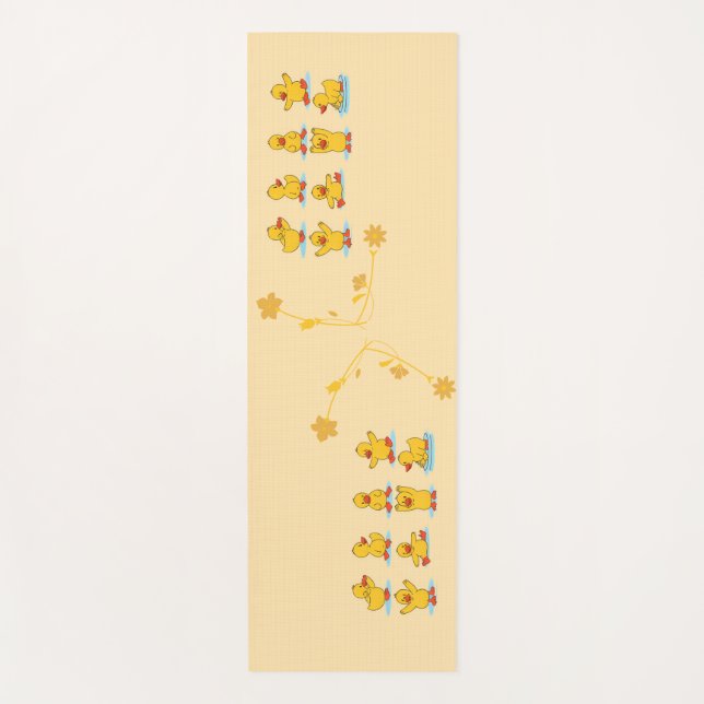 Title: Cute Cartoon Duck Yoga Poses Pattern  Yoga Mat (Front)
