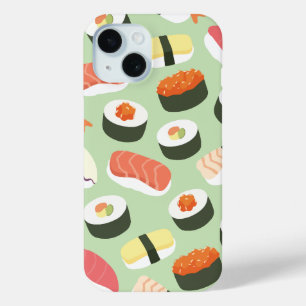 Title: Cute Japanese Sushi Seamless Pattern iPhone 15 Case