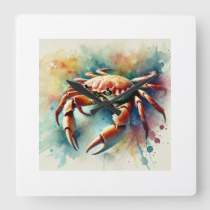 Title Edible Crab 240824AREF113 - Watercolor Square Wall Clock