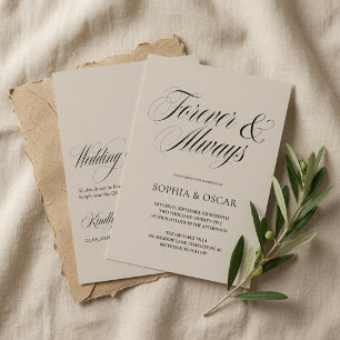 Title Elegant Minimalist Forever & Always Wedding  Invitation