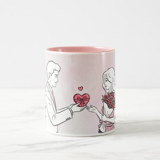 Title: First Valentine’s Day Together Personalized Two-Tone Coffee Mug (Center)