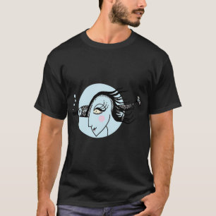 Title Fish Woman — Soft Blue Ink Illustration T-Shirt