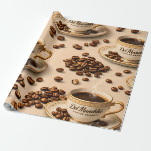 Title gourmet roasted coffee bean and espresso ele wrapping paper