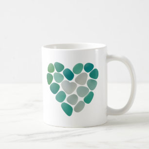 Title: Heart-Shaped Sea Glass Coastal Beach Mug