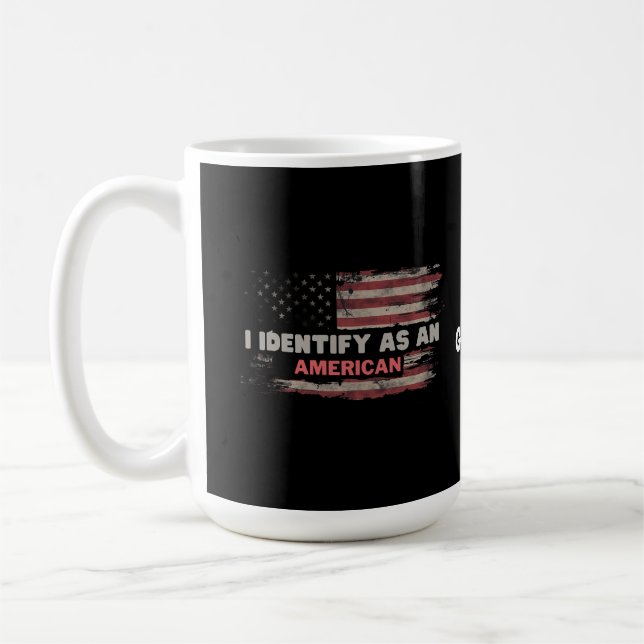 Title: I Identify As An American US Flag Design Coffee Mug (Left)