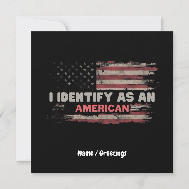Title: I Identify As An American US Flag Design Invitation (Front)