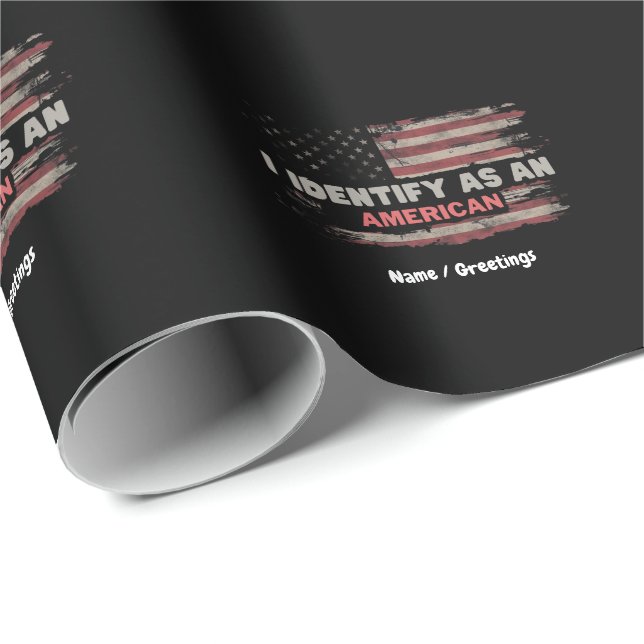 Title: I Identify As An American US Flag Design Wrapping Paper (Roll Corner)